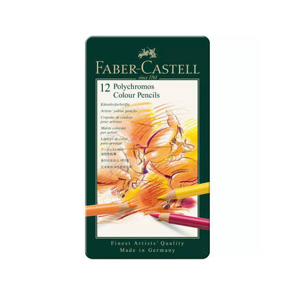 Kredki ołówkowe 12kol Polychromos metalowe opakowanie Faber Castell FC110012 FC1107 01