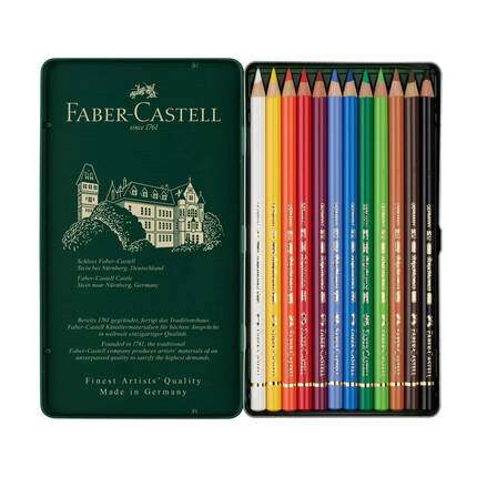 Kredki ołówkowe 12kol Polychromos metalowe opakowanie Faber Castell FC110012 FC1107 02