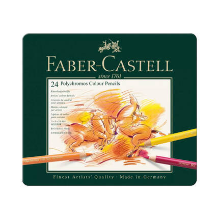 Kredki ołówkowe 24kol metalowe opakowanie Faber Castell Polychromos FC110024 FC1108 01