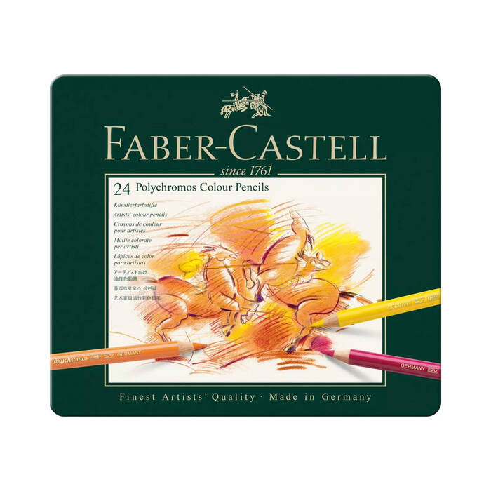 Kredki ołówkowe 24kol metalowe opakowanie Faber Castell Polychromos FC110024 FC1108 01