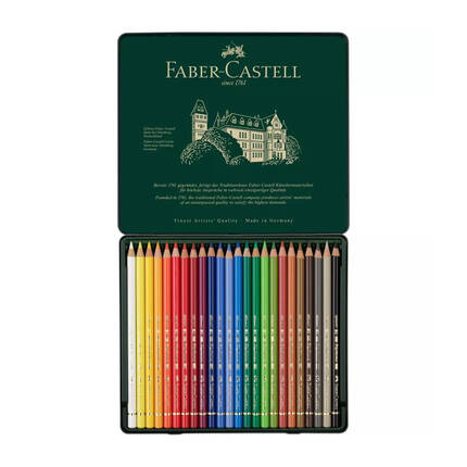 Kredki ołówkowe 24kol metalowe opakowanie Faber Castell Polychromos FC110024 FC1108 02