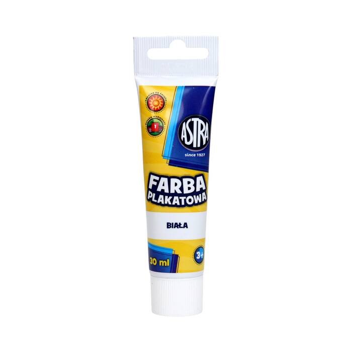 Farba plakatowa biała 30ml tuba Astra VK1891 01