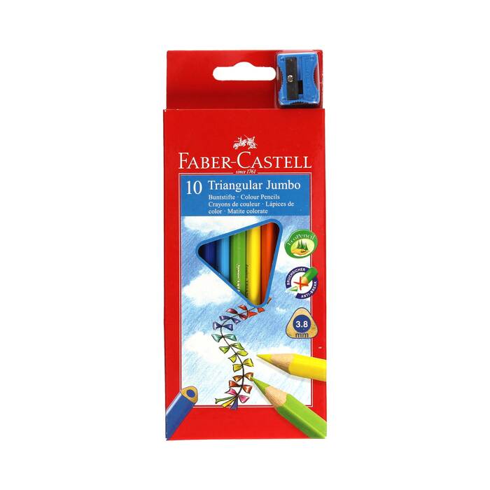 Kredki ołówkowe 10kol Junior Jumbo trójkątne Faber Castell FC1016 01