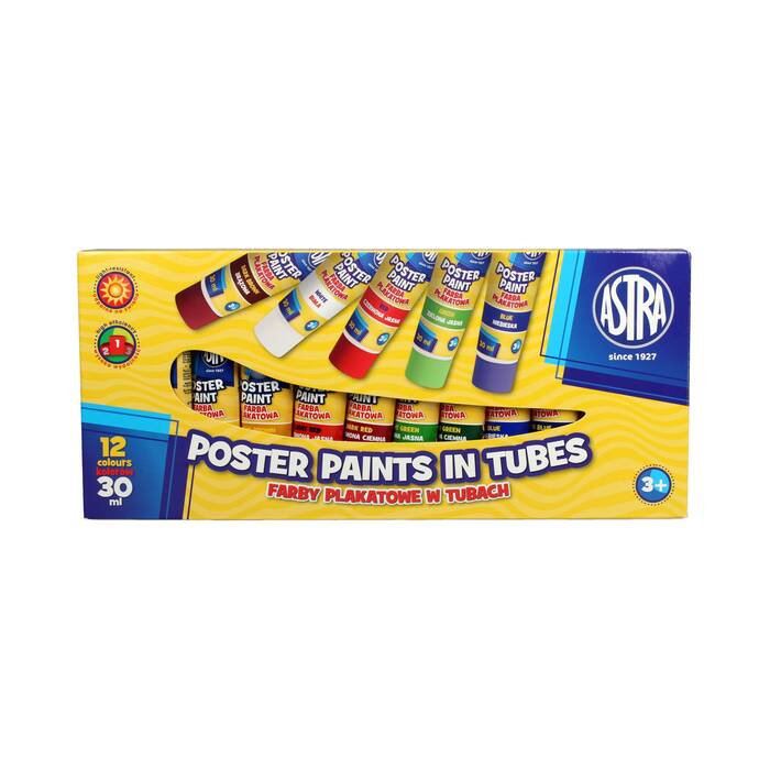 Farby plakatowe 12kol w tubce 30ml Astra AZ5048 01