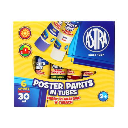 Farby plakatowe 6kol w tubce 30ml Astra AZ5050 01