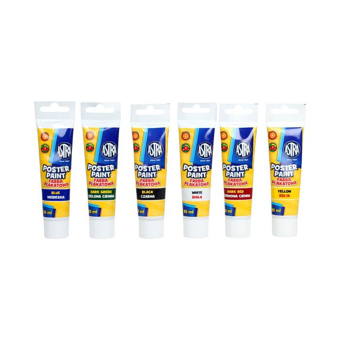 Farby plakatowe 6kol w tubce 30ml Astra AZ5050 02