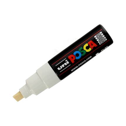 Marker plakatowy 8mm biały ścięty Posca PC-8K UN5023 02