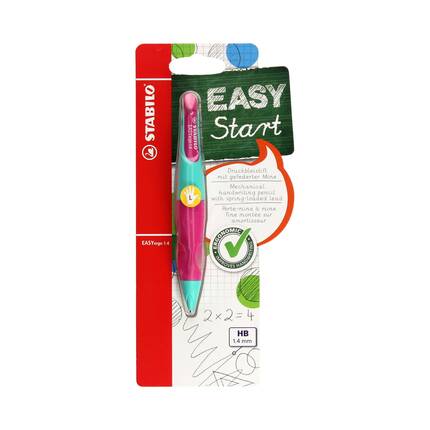 Ołówek automatyczny do nauki pisania 1.4mm HB dla leworęcznych turkusowo-różowy Easy Start Stabilo SH7017 01