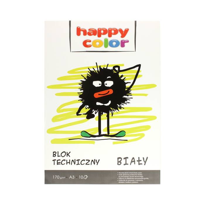 Blok techniczny A3/10 biały 170g Happy Color ST1293 01