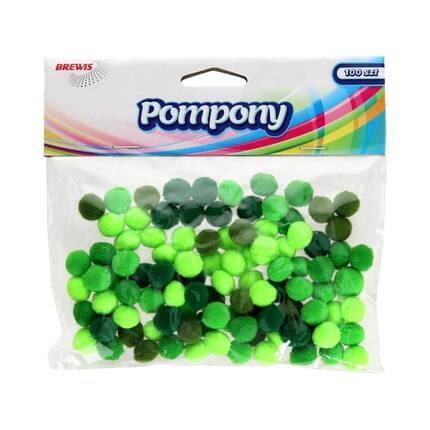 Pompony zielone 10mm - 100szt. w opak. VB8677 01