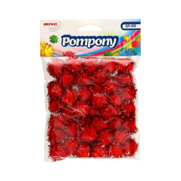 Pompony metaliczne 2cm czerwone 40szt. w opak. Brewis VB8783 01