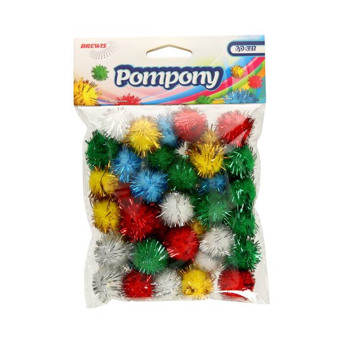 Pompony metaliczne 2cm mix kolorów 40szt. w opak. Brewis VB8781 01