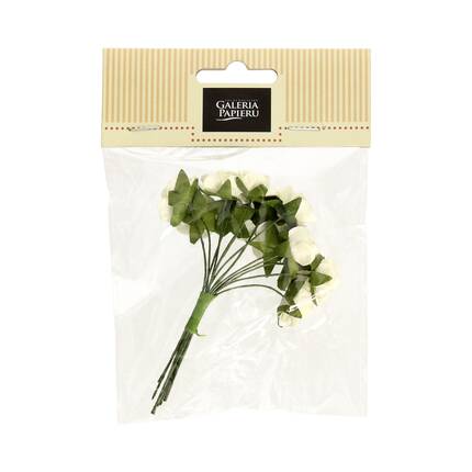 Kwiaty papierowe bukiecik róże kremowe (12) AG4022 01
