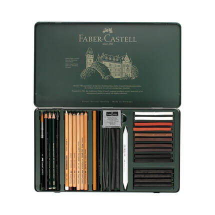 Zestaw artystyczny 33 elementy Pitt Monochrome Faber Castell FC112977 FC1472 02