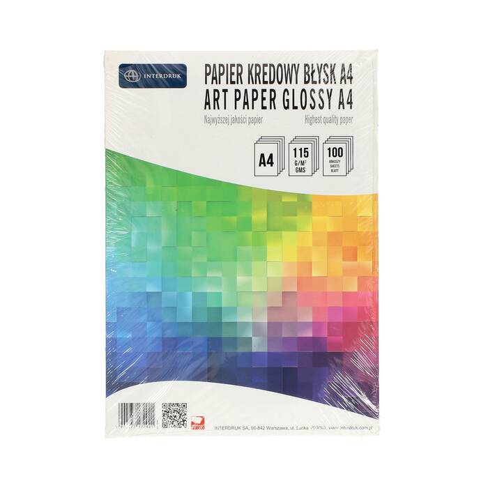 Papier kredowy A4 błyszczący 115g Interdruk (100) IR5130 01