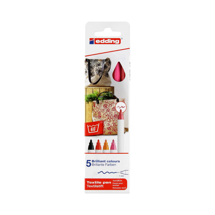 Markery do tkanin 1.00mm 5kol kolory ciepłe Edding 4600 EG5146 01