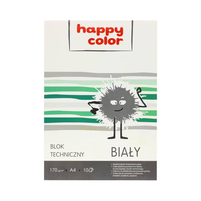 Blok techniczny A4/10 biały 170g Happy Color ST1292 01