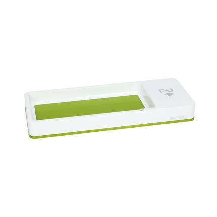 Piórnik na biurko biało-zielony z ładowarką indukcyjną Wow Leitz LE1594 01