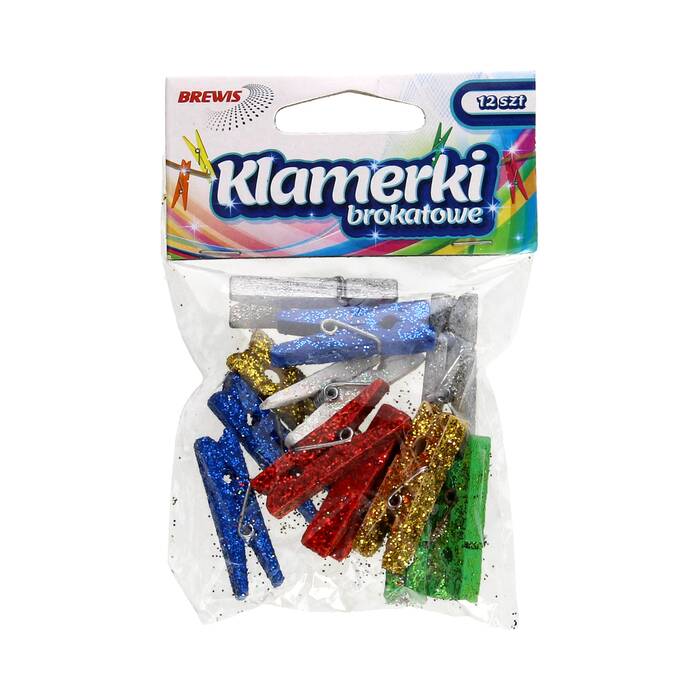 Klamerki brokatowe 3.5cm mix Brewis - opak. 12 szt. VB7189 01