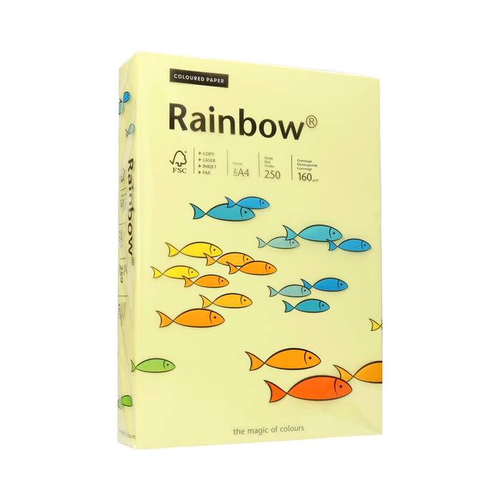 Papier ksero A4 160g jasnożółty Rainbow 12 PI1067 01