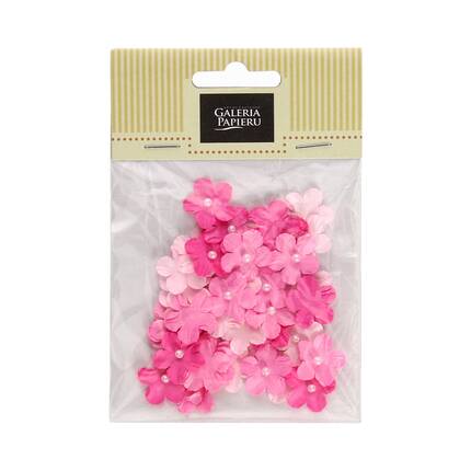 Kwiaty papierowe Niezapominajki z perełką mix różowy (50) AG4128 01