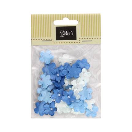 Kwiaty papierowe Niezapominajki z perełką mix błękit (50) AG4127 01