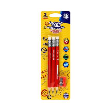 Ołówki jumbo do nauki pisania + temperówka Astra (3) AZ0262 01