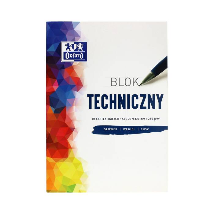 Blok techniczny A3/10 biały 250g Oxford 400093232 TP1206 01