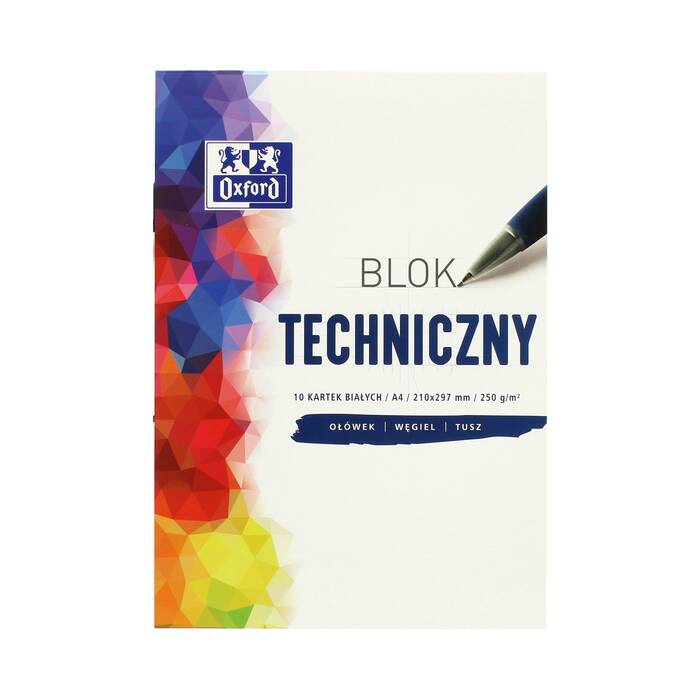 Blok techniczny A4/10 biały 250g Oxford 400093199 TP1208 01