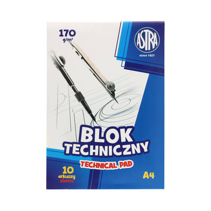 Blok techniczny A4/10 biały 170g Astra 106119004 VK2007 01