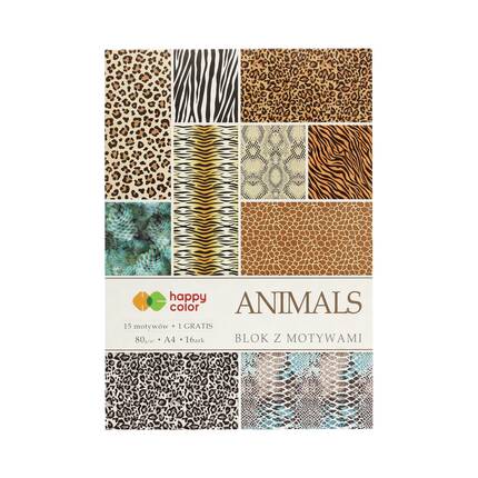 Blok motyw A4/15 Animals Happy Color ST7410 01