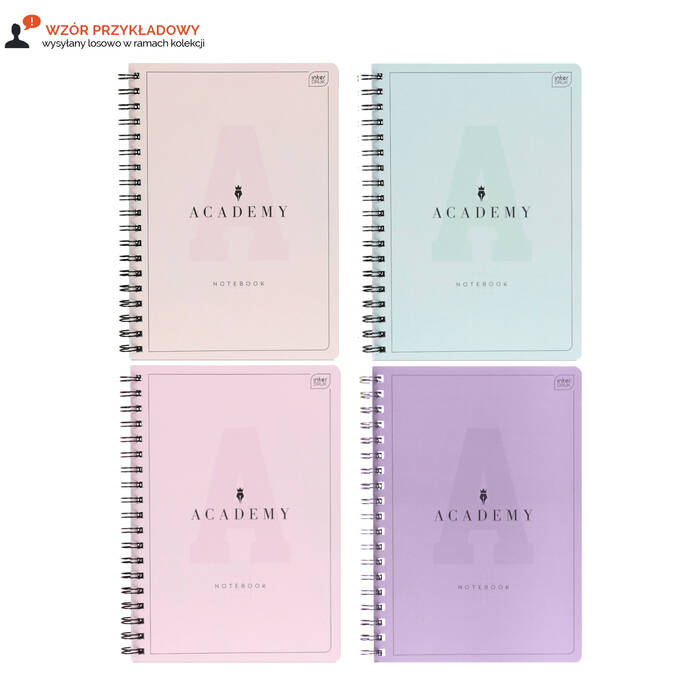 Kołozeszyt B5/100 kratka Academy pastel Interdruk 90g IR1176 03