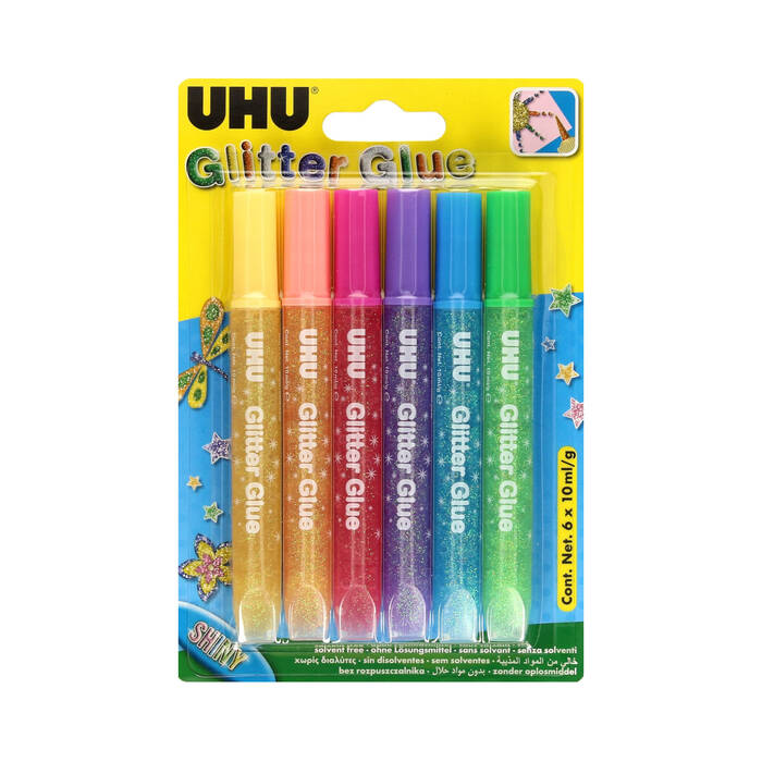 Klej brokatowy glitter glue shiny 6x10ml UHU U39110 UH5039 01