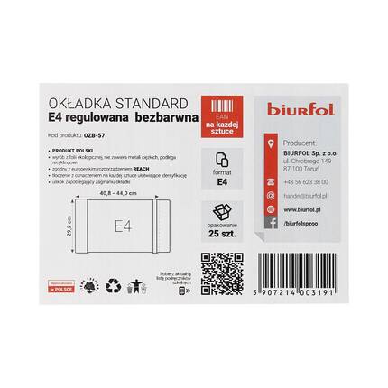 Okładka podręcznikowa E4 regulowana OZB-57 (25) bezbarwna BF7039 02