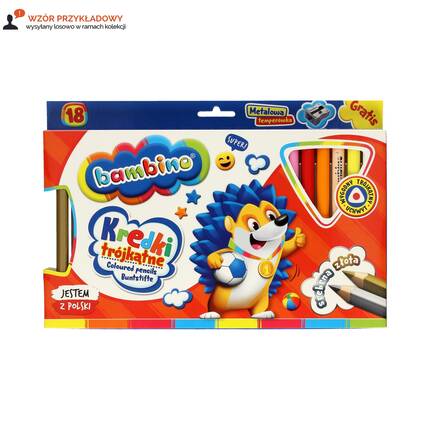 Kredki ołówkowe 18kol trójkątne + temperówka Bambino MJ1494 01
