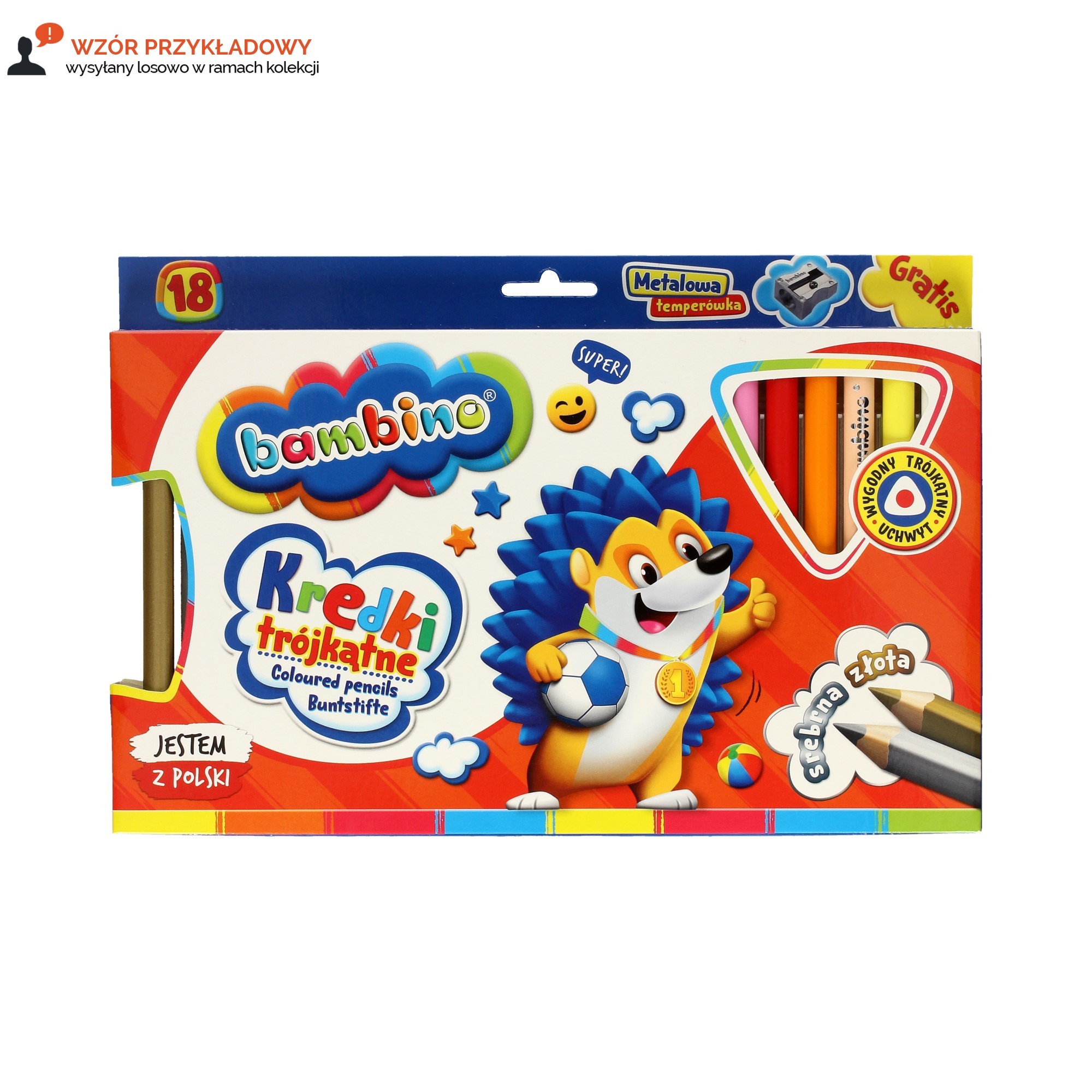 Kredki ołówkowe 18kol trójkątne + temperówka Bambino MJ1494 01 Kredki ołówkowe 18kol trójkątne + temperówka Bambino MJ1494 01