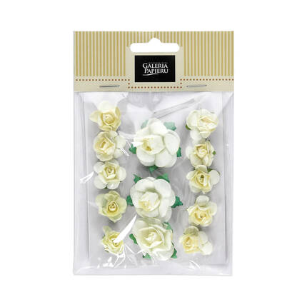 Kwiaty papierowe łodyżka róże brzoskwiniowe (13) AG4082 01