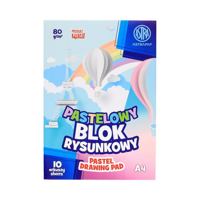 Blok rysunkowy A4/10 kolor pastel Astra 80g AZ0322 01