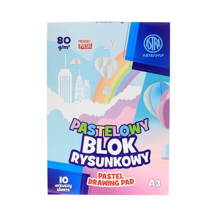 Blok rysunkowy A3/10 kolor pastel Astra 80g AZ0323 01