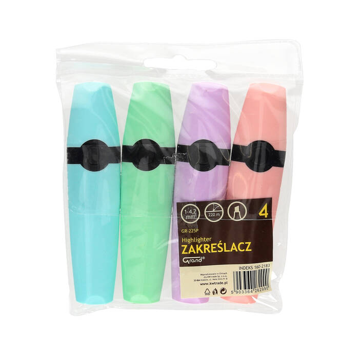 Zakreślacz 4kol pastel Grand GR-225P KA6753 03