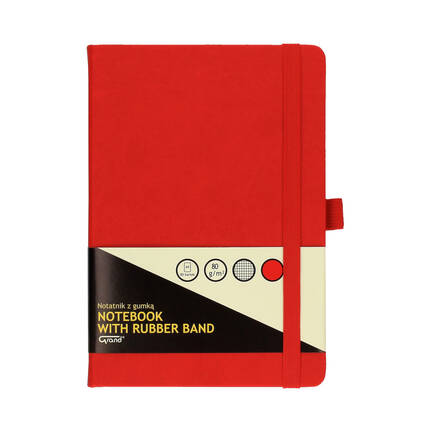 Notatnik A5/80 kratka czerwony /gumka Grand KA7658 01