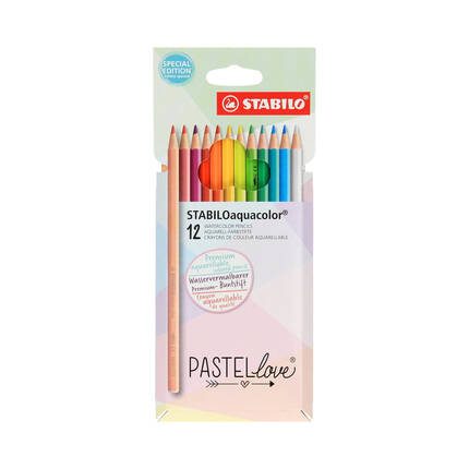 Kredki akwarelowe 12kol Aquacolor Pastellove Stabilo 1612/7 SH1077 01