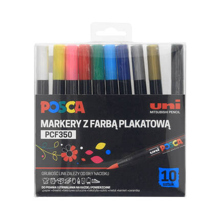 Marker plakatowy 1.0-10mm 10kol okrągły Posca PCF-350 UN1188 01