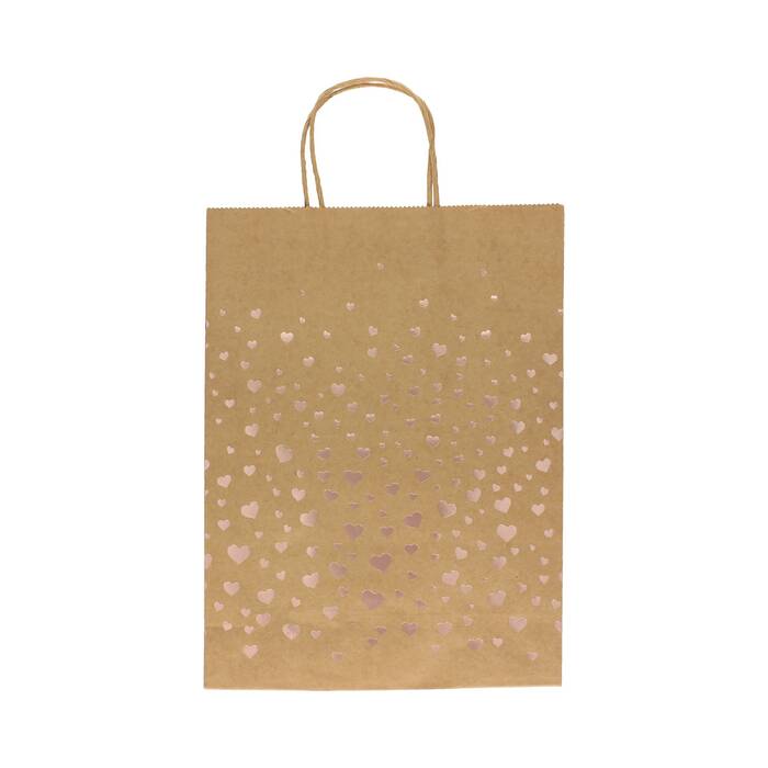 Torebki papierowe 33x10x24 różowe serca Kraft - 5szt. AG4249 01