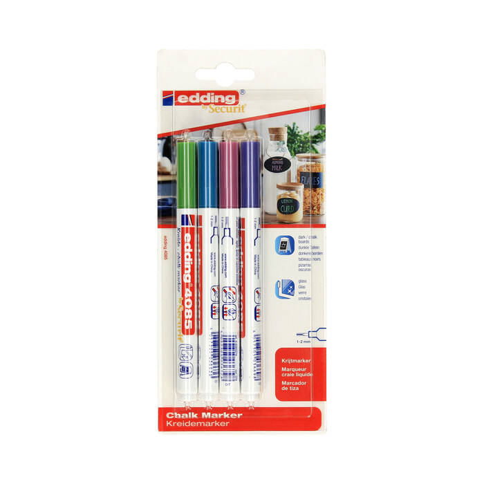 Marker kredowy do szyb 1.0-2.0mm 4kol. metaliczne Edding 4085 EG5195 01