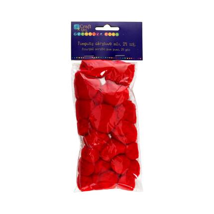 Pompony akrylowe czerwone mix (24) DP9319 01