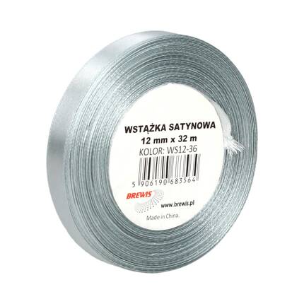 Wstążka dekoracyjna satynowa 12mm/32m stalowa Brewis 36 VB8495 01