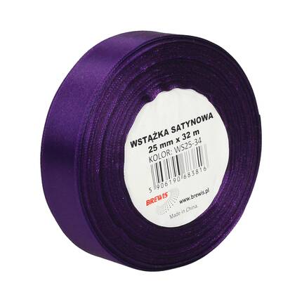 Wstążka dekoracyjna satynowa 25mm/32m fioletowa Brewis 34 VB8522 01