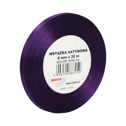 Wstążka dekoracyjna satynowa 6mm/32m fioletowa Brewis 34 VB8559 01