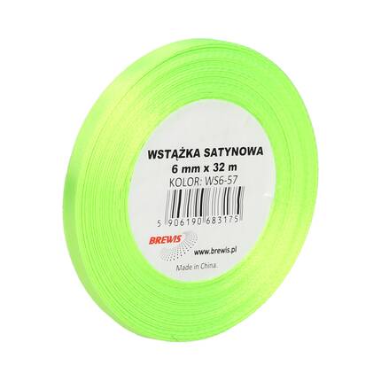 Wstążka dekoracyjna satynowa 6mm/32m jasnozielona VB8565 01